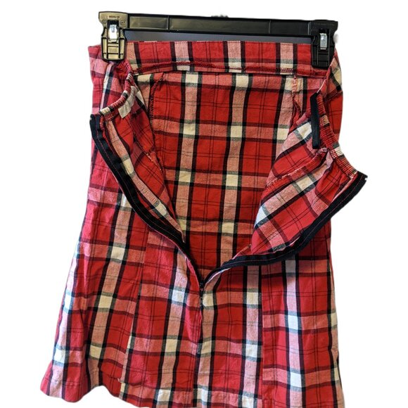 Vintage Y2K Tartan Plaid Strapless Top Picnic Cute Sirens Preppy Red Black Sz S - Picture 6 of 7